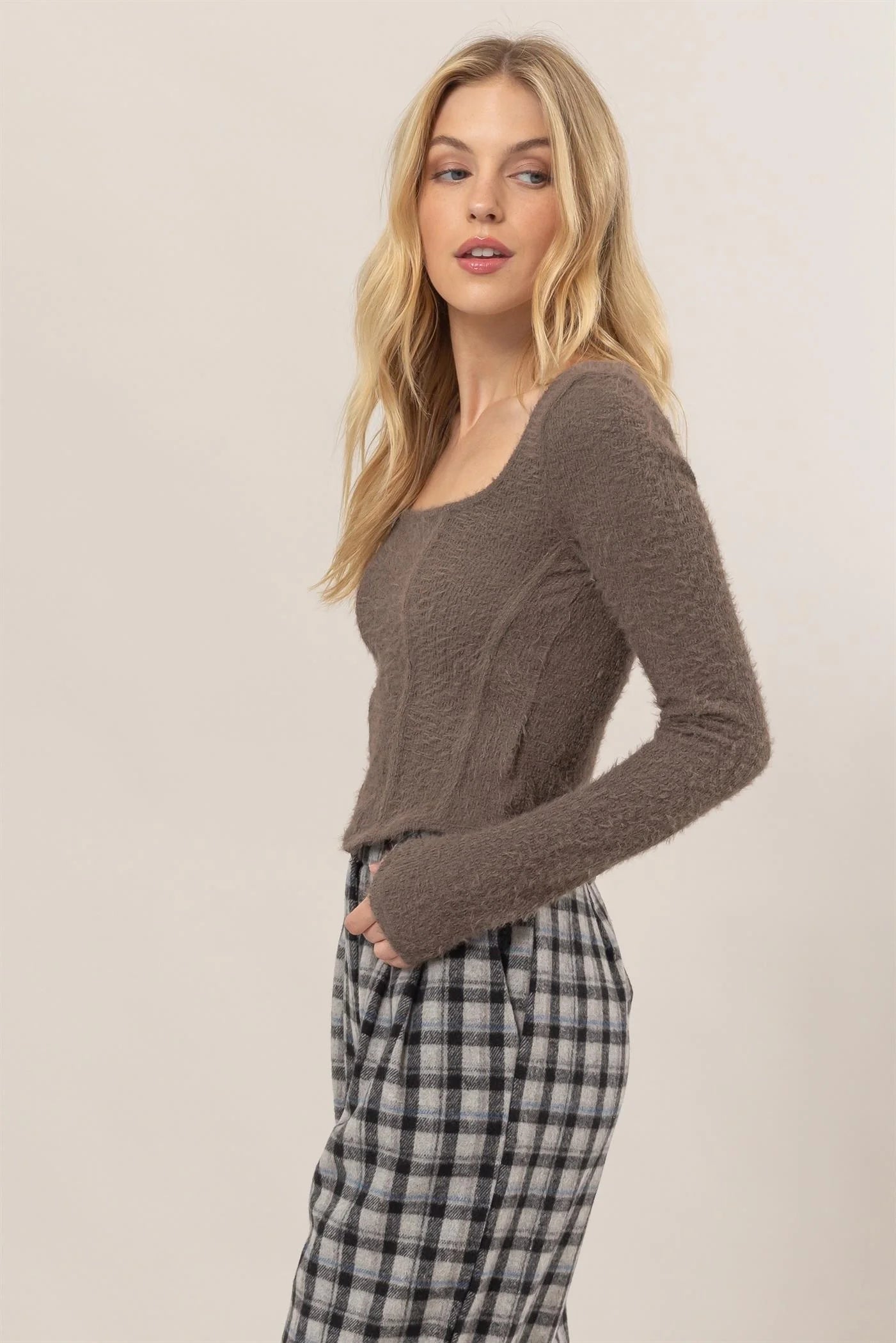 Kara Fuzzy Knit Top