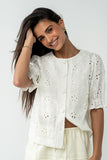 Cassidy Embroidered Button Up in Ivory
