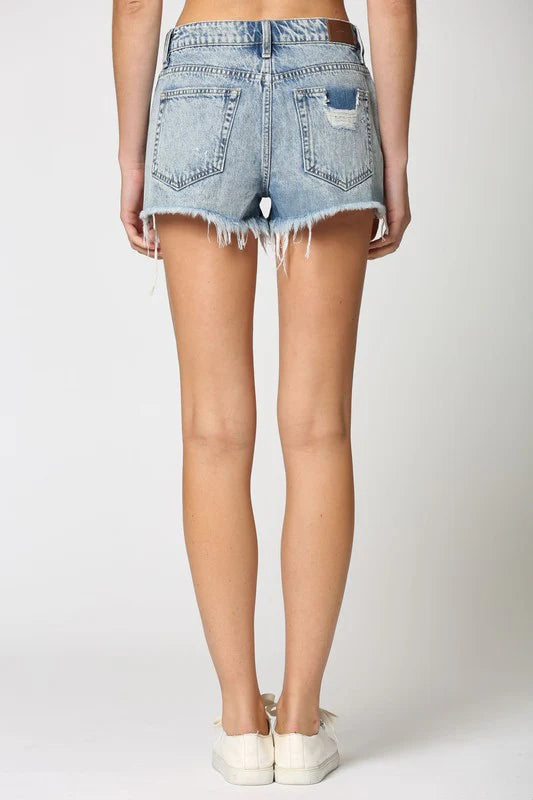 Miranda Vintage Wash Frayed Mom Shorts