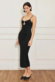 WEST EDGE BLACK SWEATER KNIT MIDI DRESS