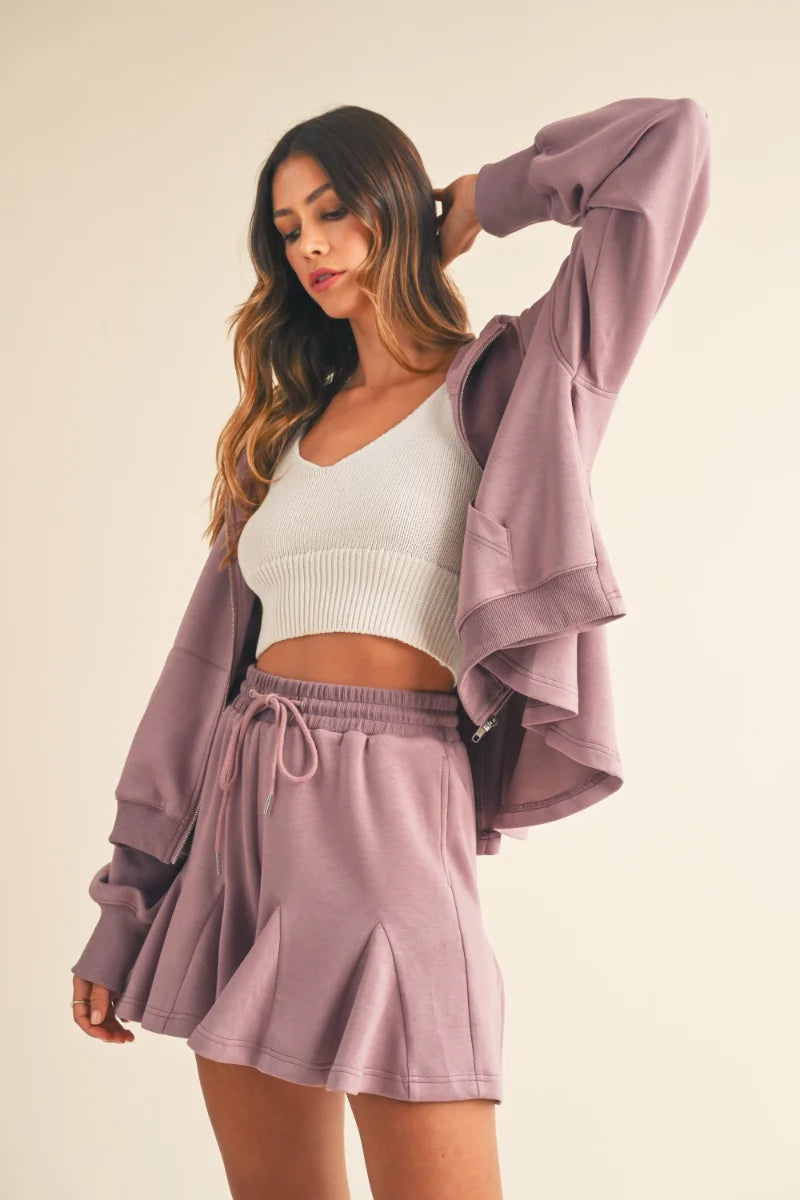 Celia Flared Zip Hooide and Short Set