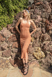 Melissa Crochet Midi Dress in Rust