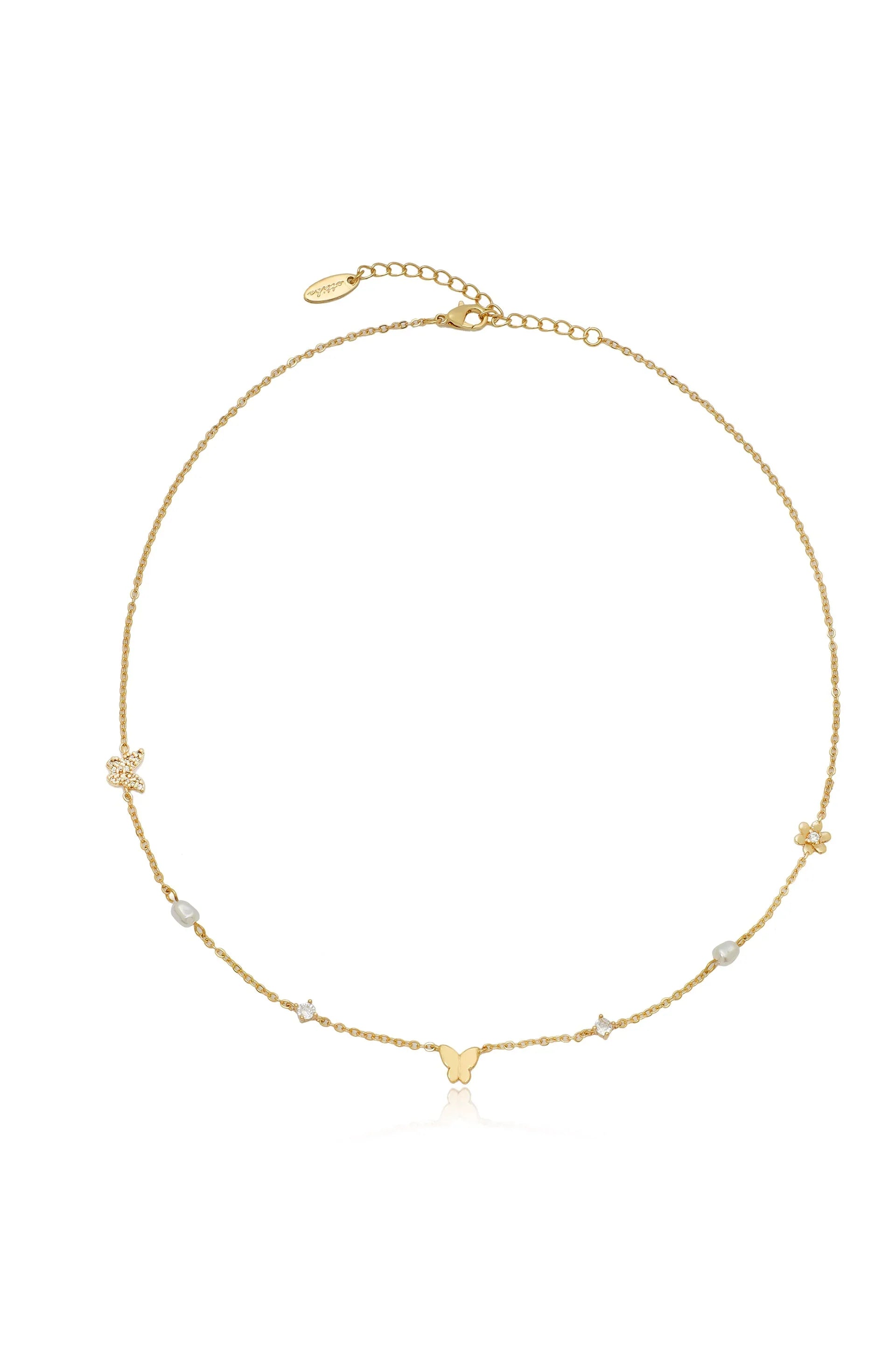 Subtle Butterflies and Pearl Necklace