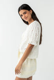 Cassidy Embroidered Button Up in Ivory