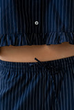 Melody Pinstripe Blouse in Navy
