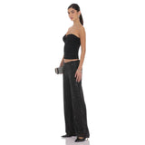 Lucy in the Sky Straight Sequin Pants in Black