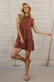 Regina Pleated Mini Dress in Brick FINAL SALE