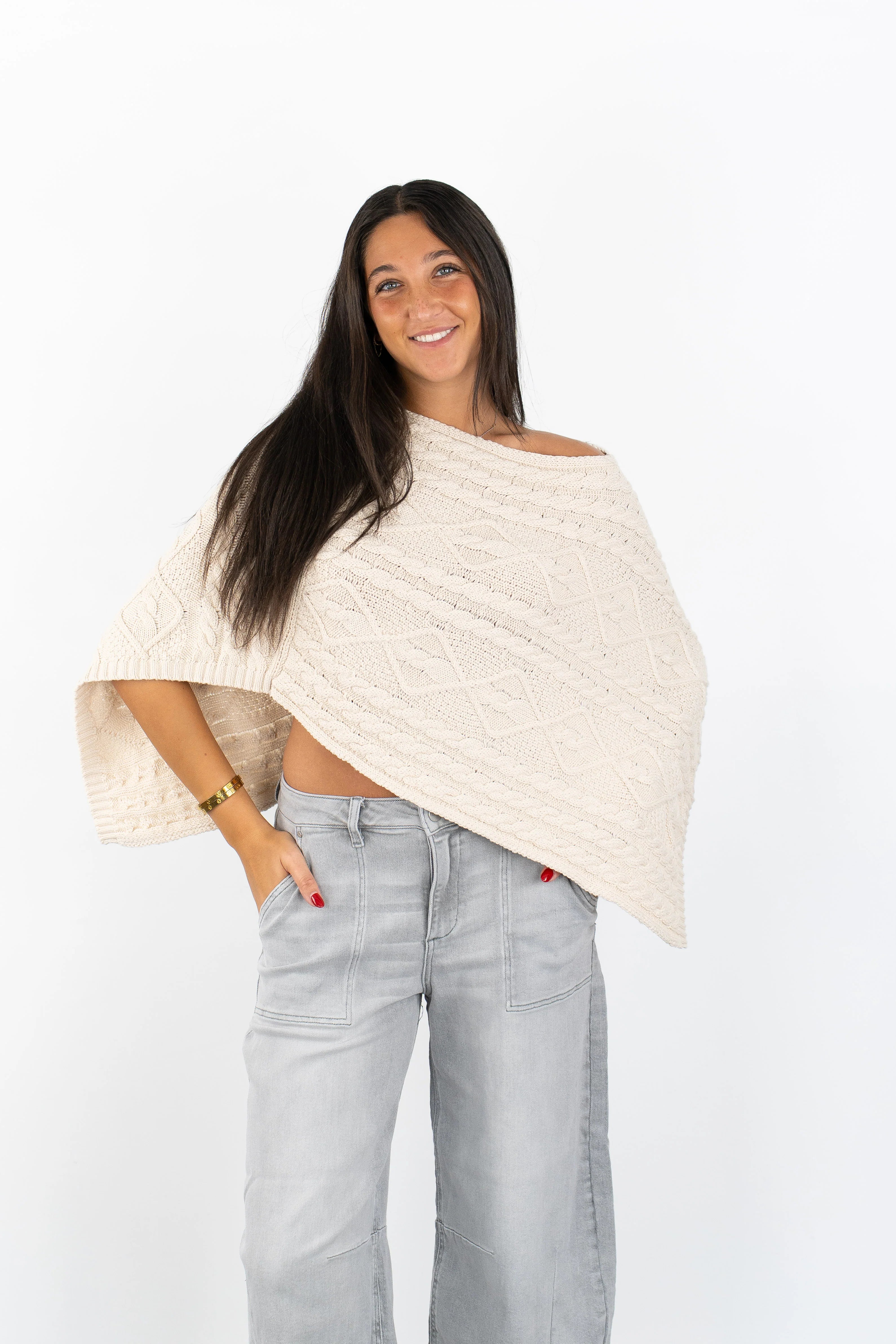 Margo Textured Knit Poncho Top