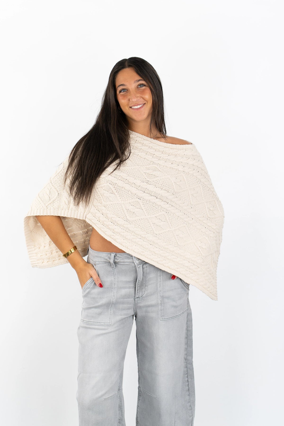 Margo Textured Knit Poncho Top