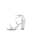 Open Toe Beaded Cross Strap High Heels