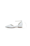 Pointed Toe Ankle Strap Pearl Beaded Ivory Ribbons Low Heels