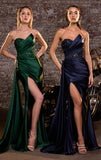 CHARLIZE GOWN DRAPED SATIN EVENING DRESS