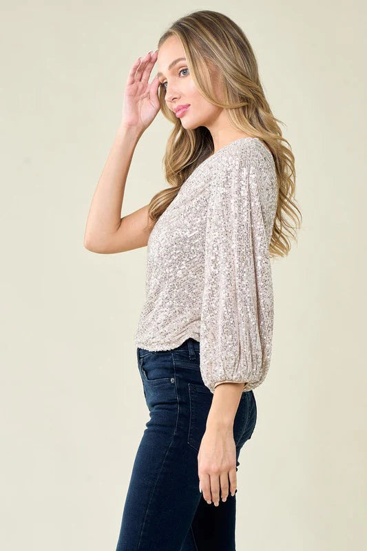 Pierson Sequin One Shoulder Top