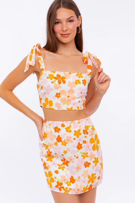 Kelley Floral Tie Shoulder Tank