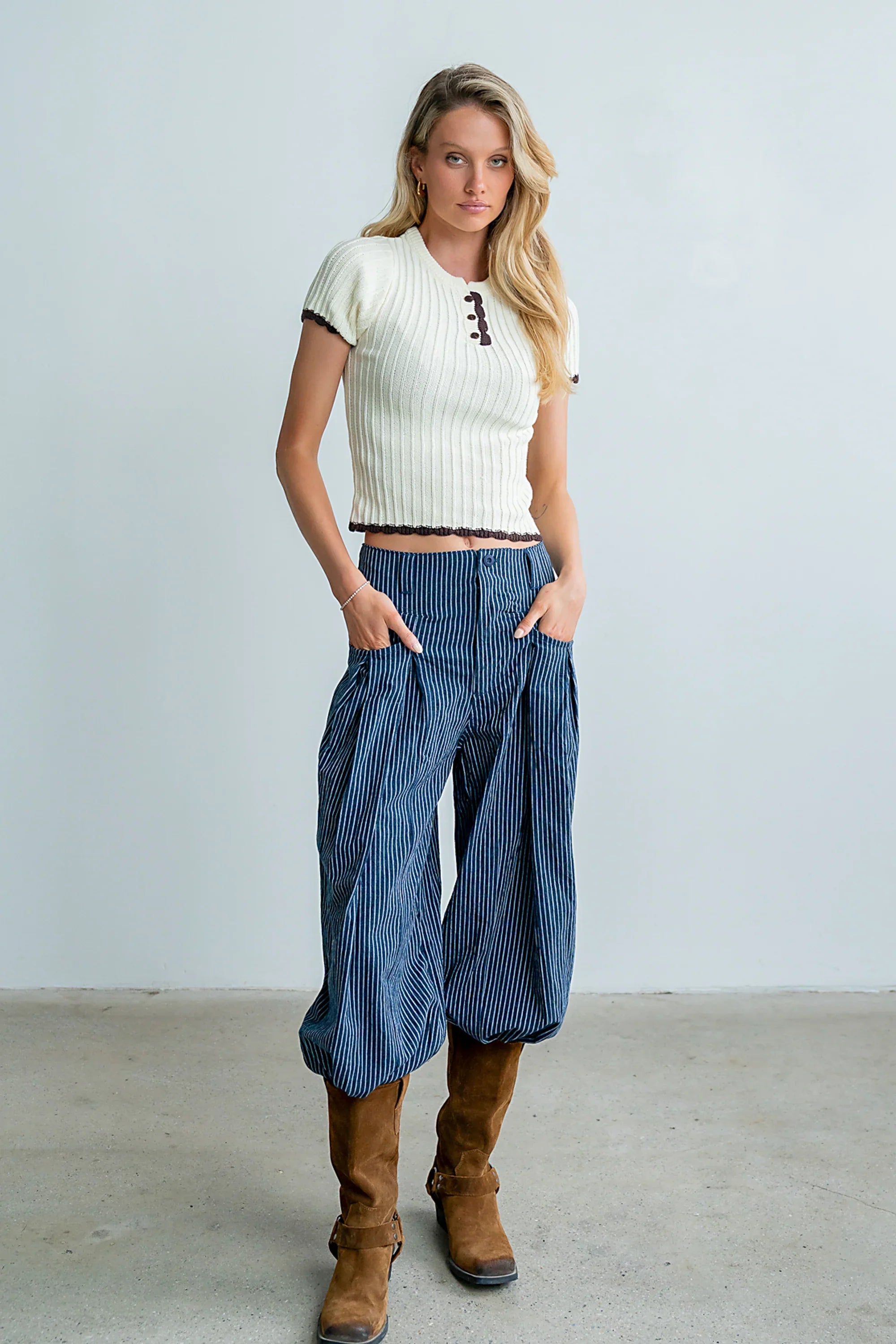 Kinley Contrast Sweater in Ivory