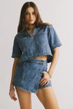 Gretta Collared Denim Top FINAL SALE