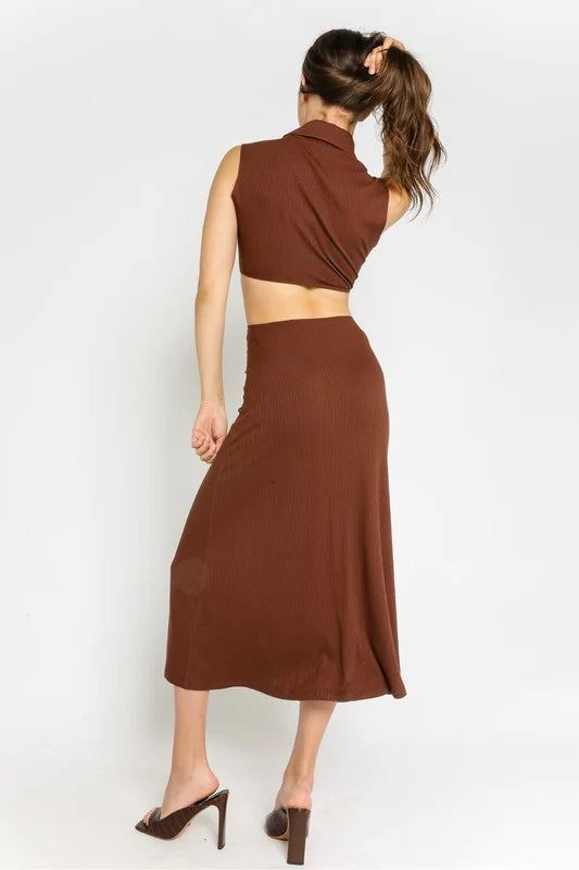 Rory Cutout Maxi Dress in Brown