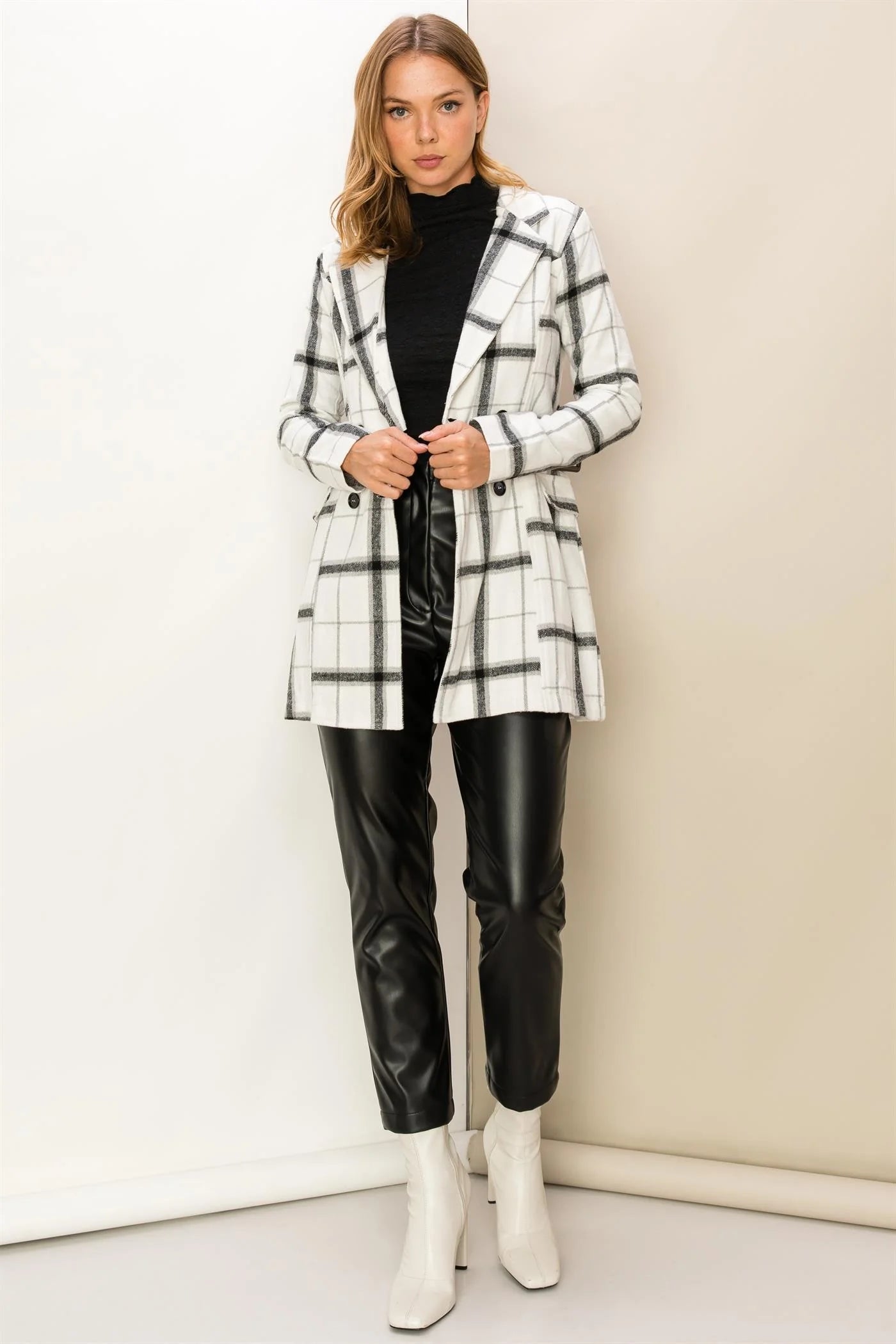 Riva Plaid Belted Jacket