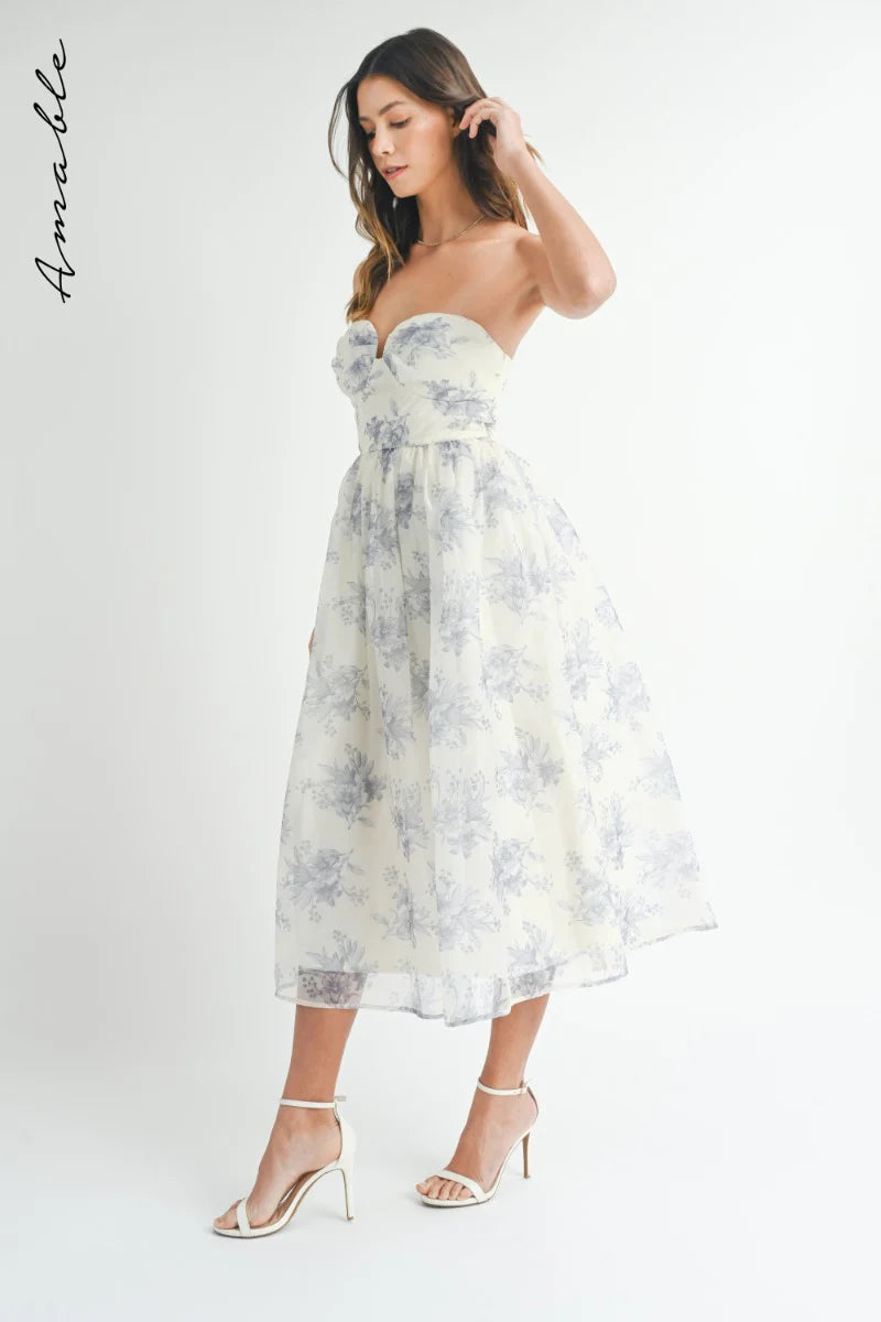 Ali Floral Strapless Dress