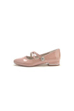 Beaded Pointed Toe Strap Buckle Patent Leather Low Heels