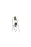 Pearl Ribbon Pointed Toe Ankle Strap Chunky Heel