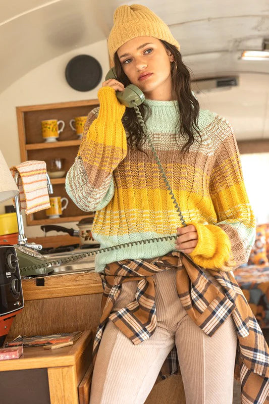 Adkins Ribbed High Neck Sweater
