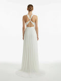 Sheath Halter Chiffon Plaited Dress With Special Back Design