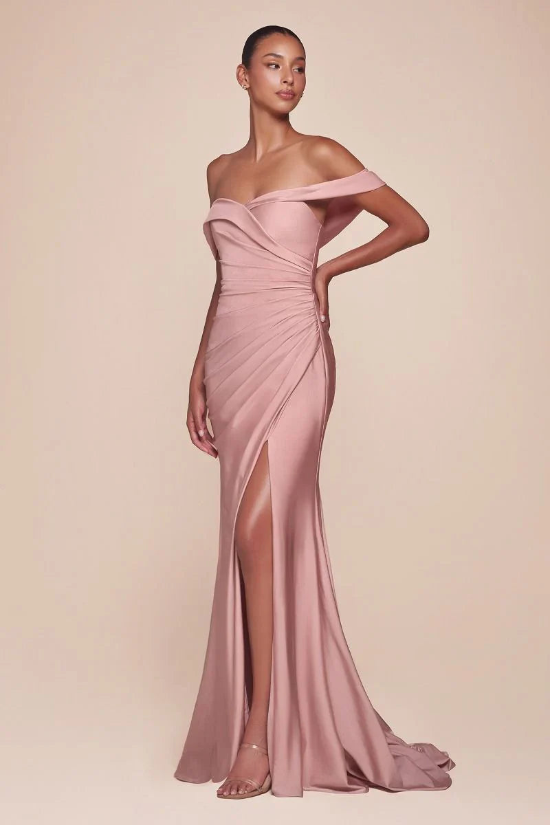 FREYA GOWN OFF THE SHOULDER STRETCH SPANDEX DRESS