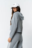Kourtney Waffle Knit Hoodie in Grey