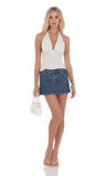 Lucy in the Sky Polka Dot Ruched Halter Top in White