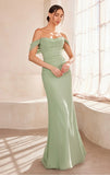 Faye Gown Chiffon Off the Shoulder Fitted Dress