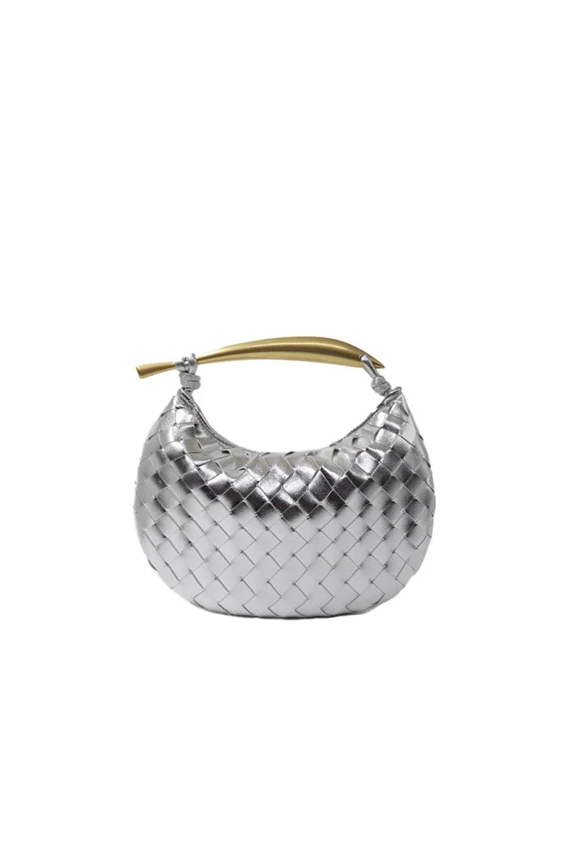 Womens Woven Dumpling Clutch Bag