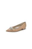 Pointed Toe Rhinestone Slip on Low Heels
