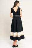 FOREST CHARM BLACK CREAM MIDI DRESS