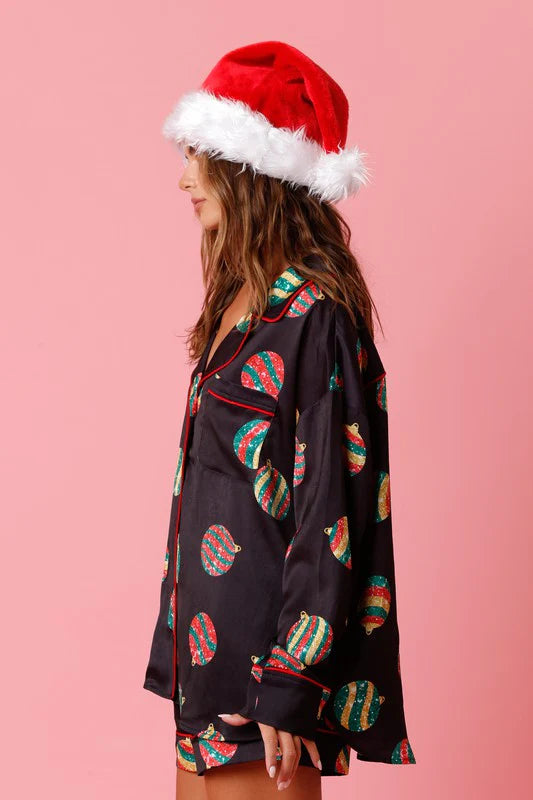 Christmas Ornament Satin PJ Set