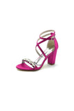 Fuchsia High Heels with Crossed Straps and Metal Accents