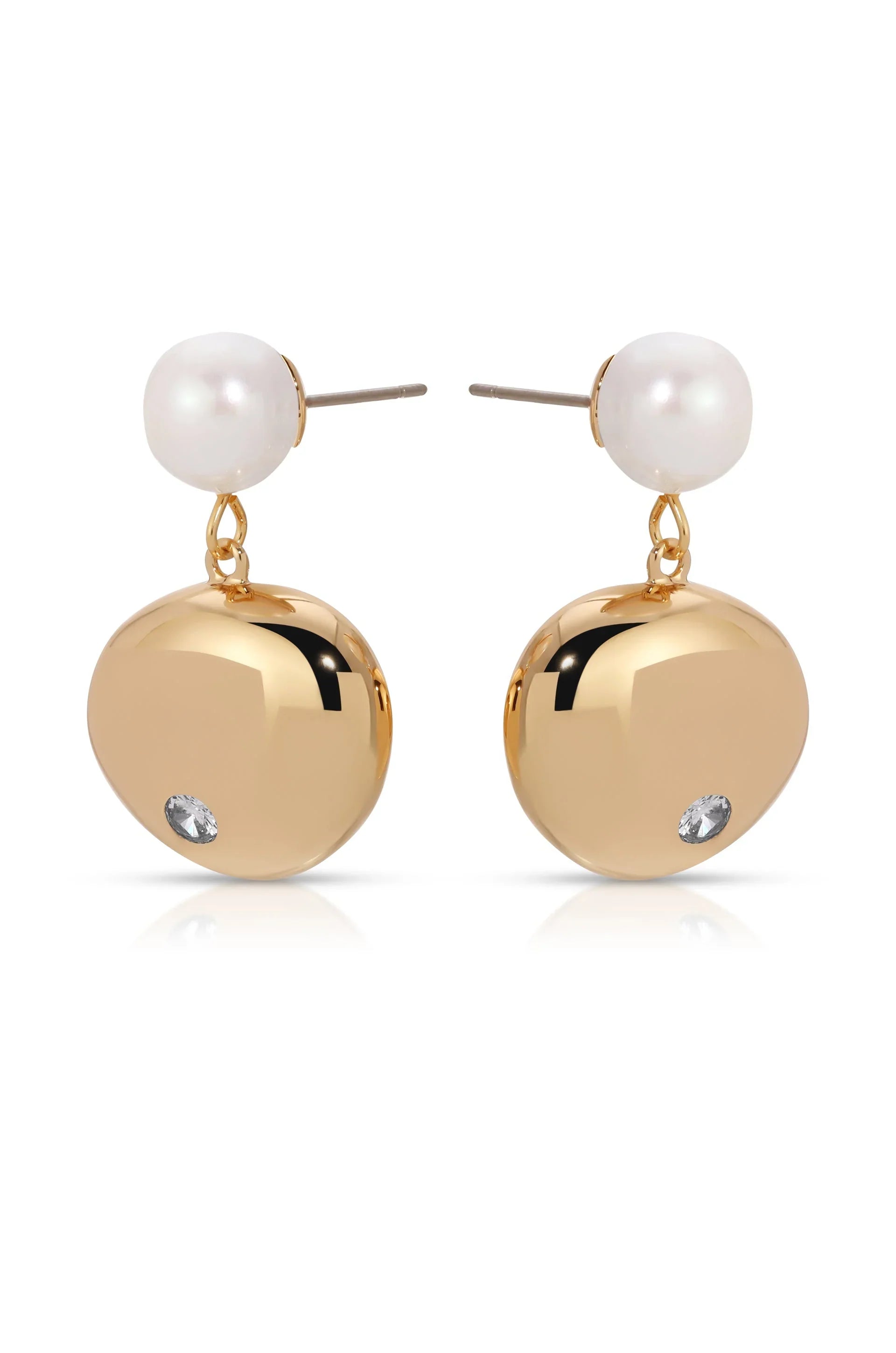 Large Pebble and Pearl Dangle Earrings