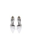White Satin High Heels with Pearl Embellishments