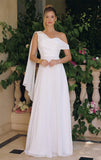 VENUS GOWN OFF WHITE ONE SHOULDER CHIFFON DRESS