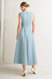 SOFTLY SPOKEN BLUE PINTUCK MIDI DRESS