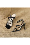 Strappy Open Toe Ankle Buckle Stiletto High Heels