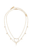 Crystal Heart and Drop Layered Necklace Set of 2