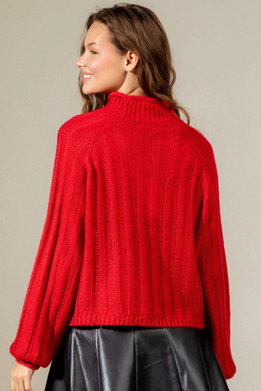 Adkins Ribbed High Neck Sweater