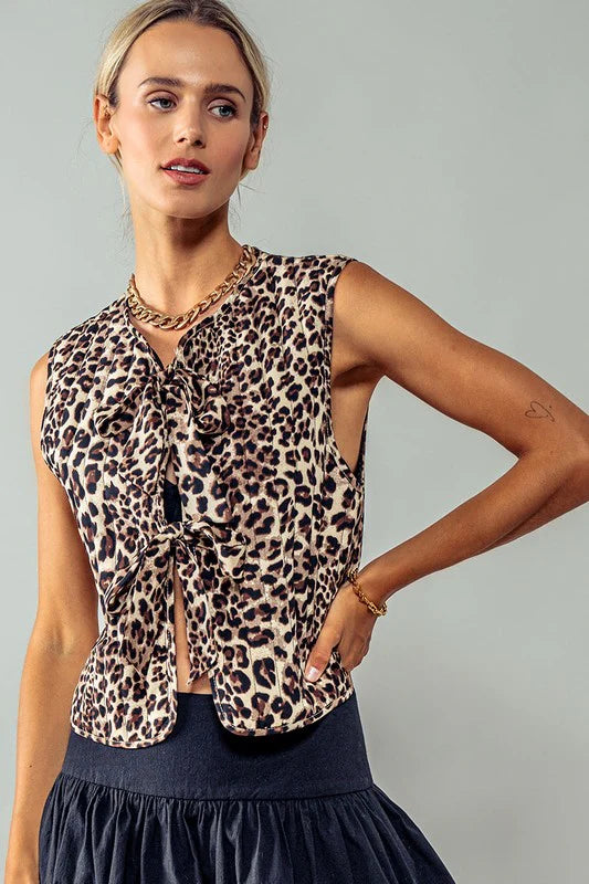 Leopard Print Padded Vest