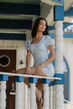 Aislynn Gingham Romper in Blue