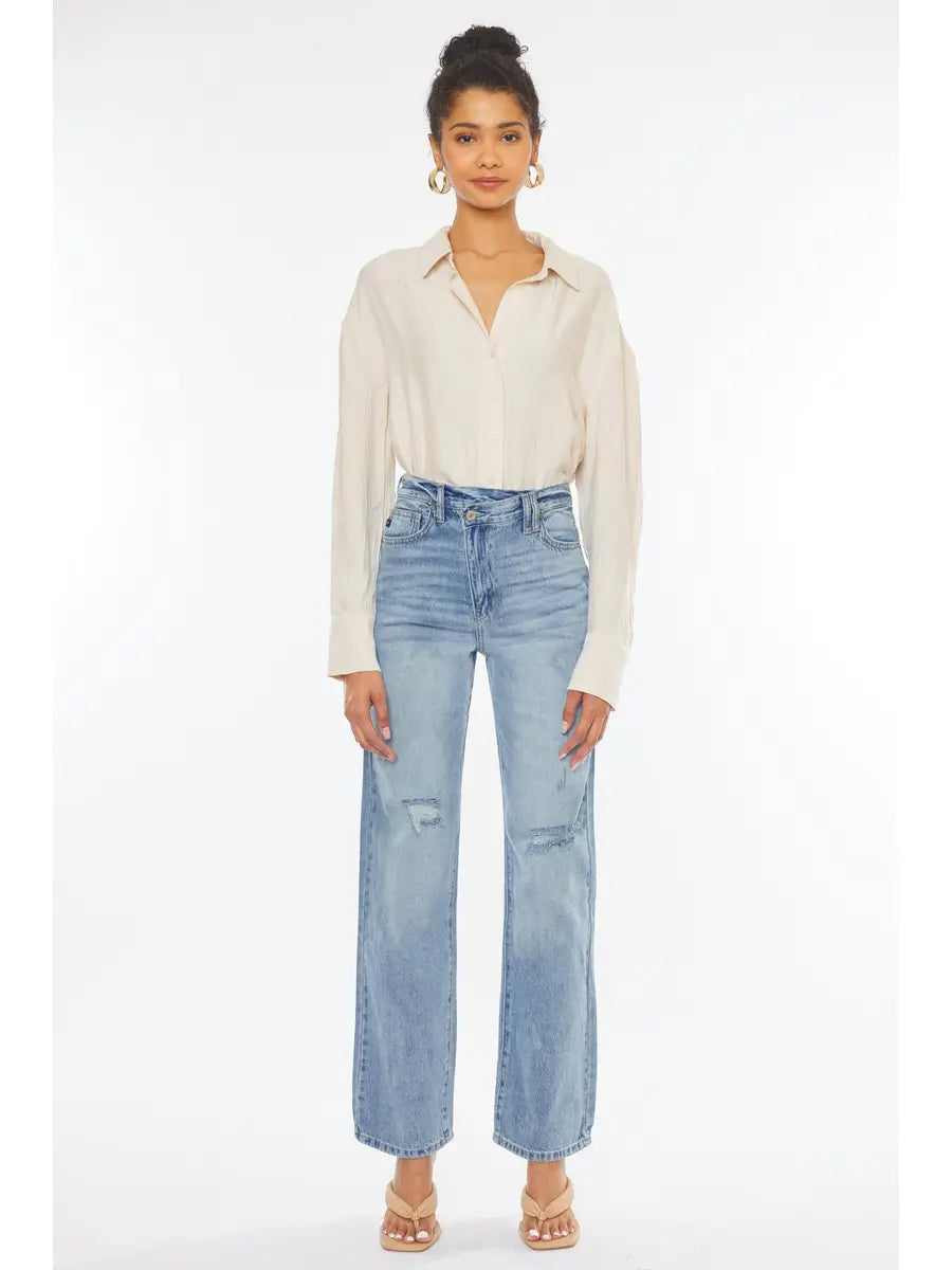 Candace Cross Front Straight Leg Jean