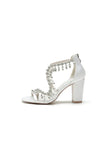 Sexy Open Toe Thin Strap Chunky Heels With Rhinestone
