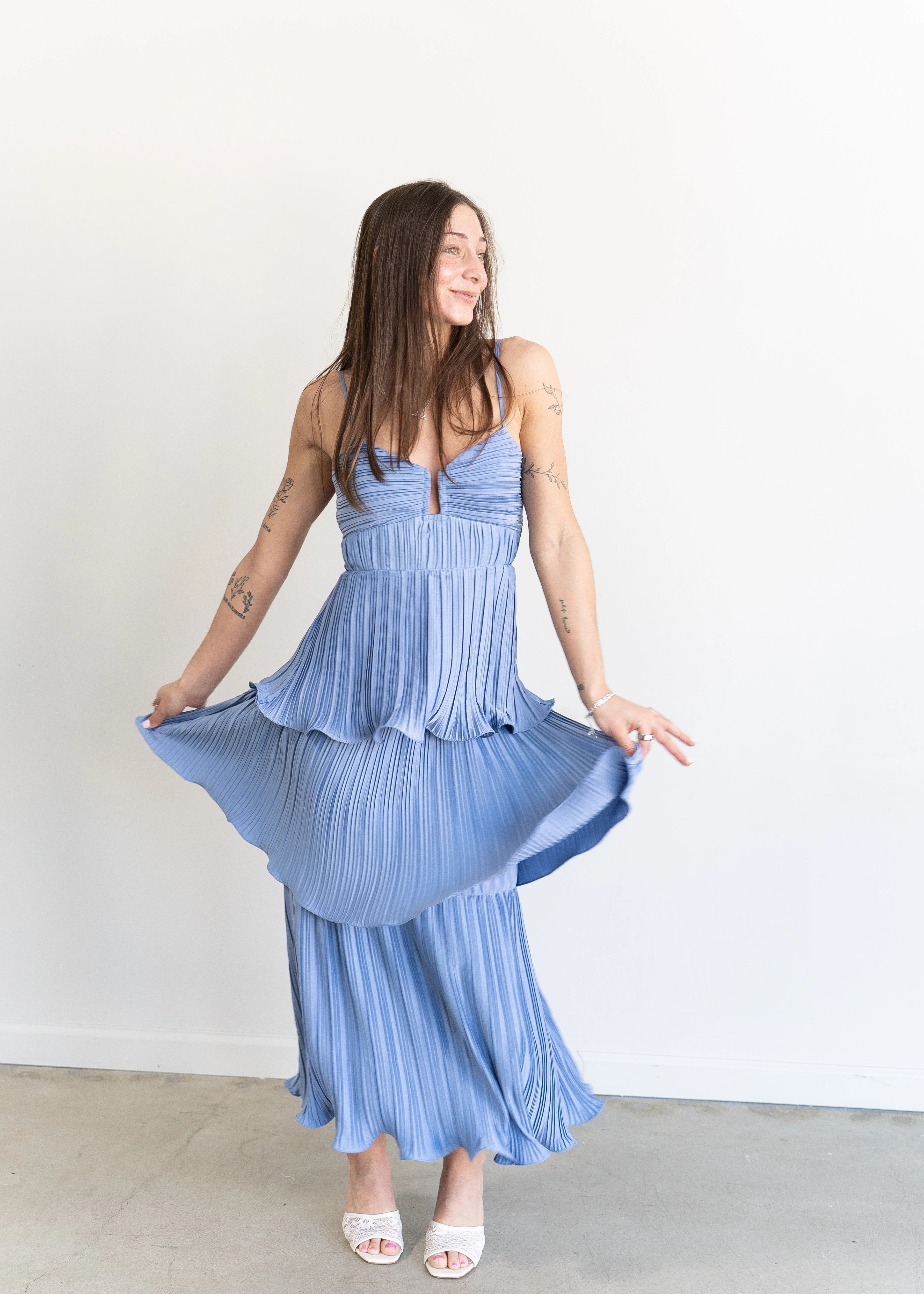 Lupin Tiered Dress Slate Blue