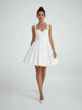 Sweet A Line Sweetheart Sleeveless Short Satin Wedding Dresses