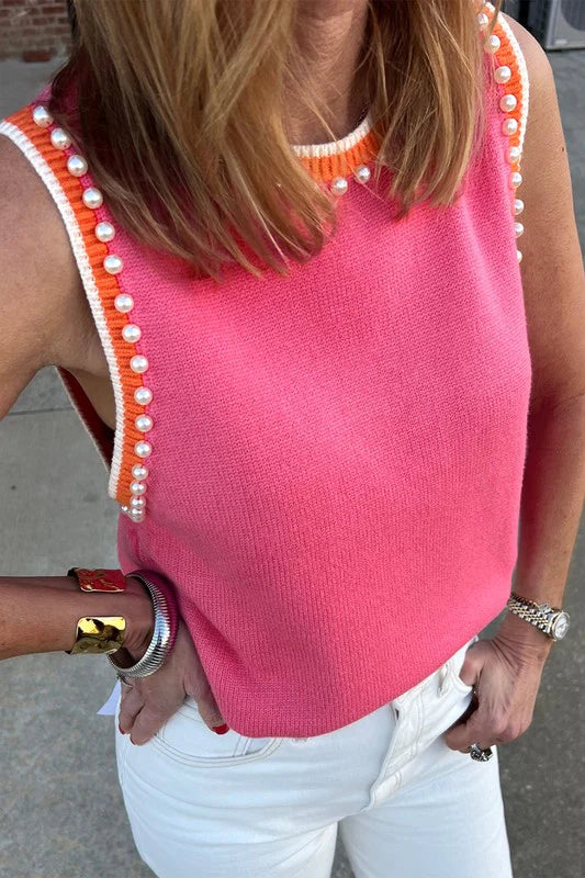 Pearl Embellished Knit Top